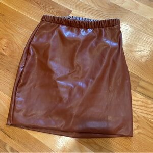 Faux brown Leather Mini Skirt